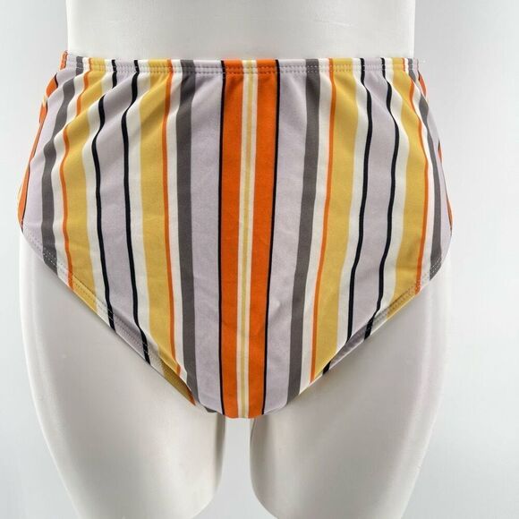 ASOS Swim Mix and Match High Waist Stripe Bottom with Black Bralette Top Size 8 - Picture 6 of 15